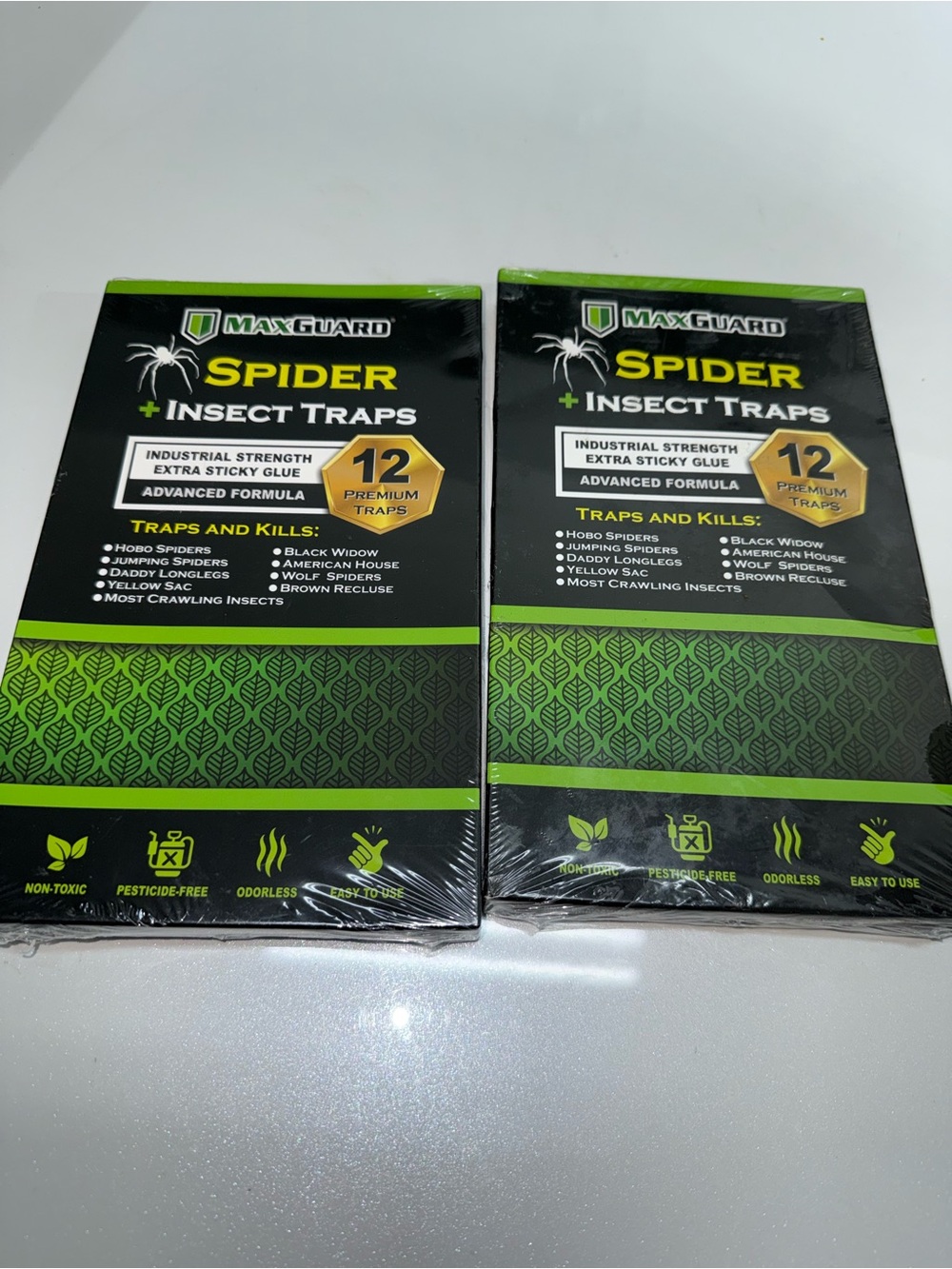 MaxGuard Spider Insect Traps (2- 12 pcs Box Trap) | Non-Toxic Extra Sticky Glue